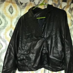 Lattelier Black Faux Leather Jacket Small